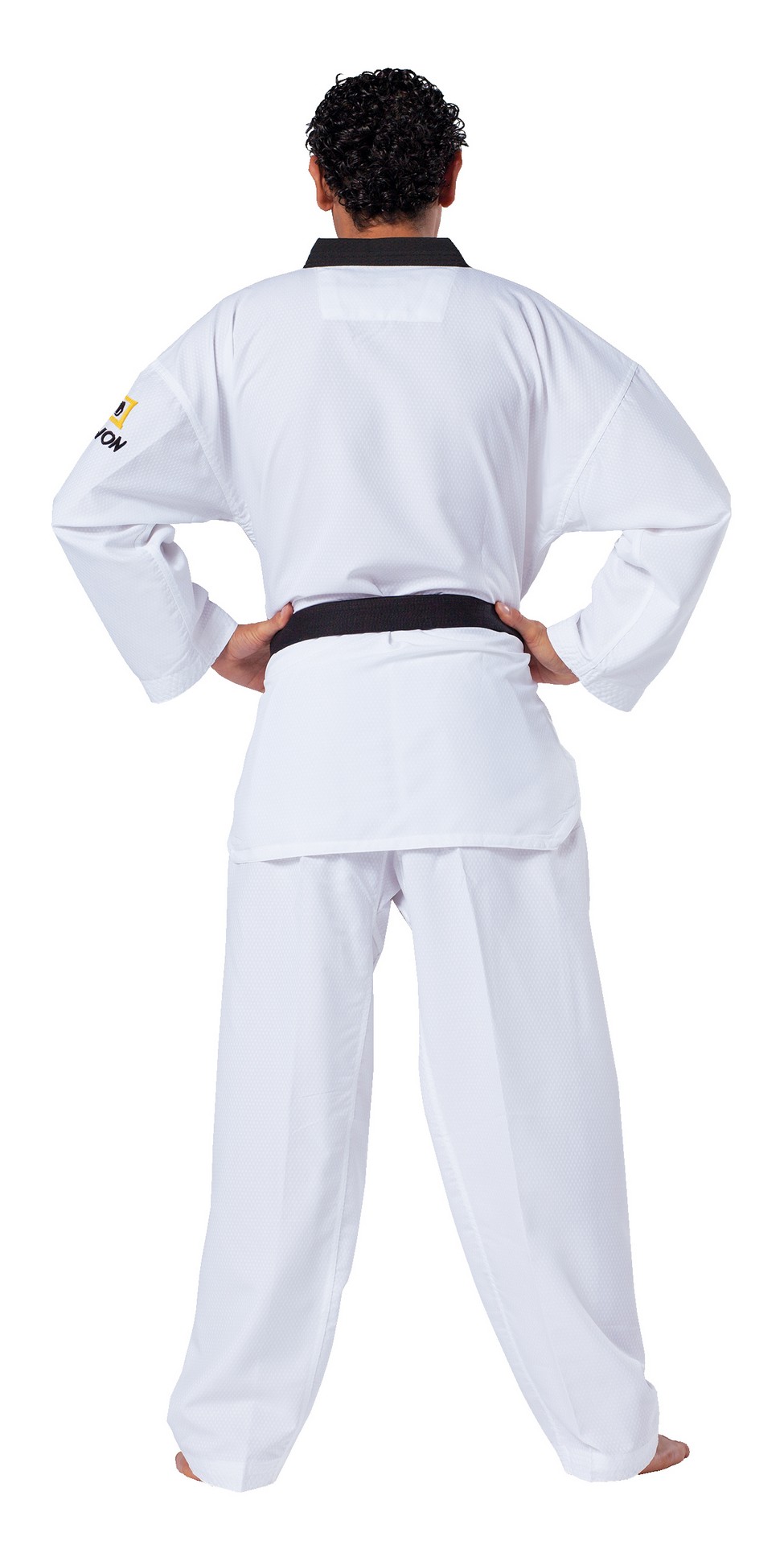 TKD Uniform Fightlite black lapel -  WT recognized