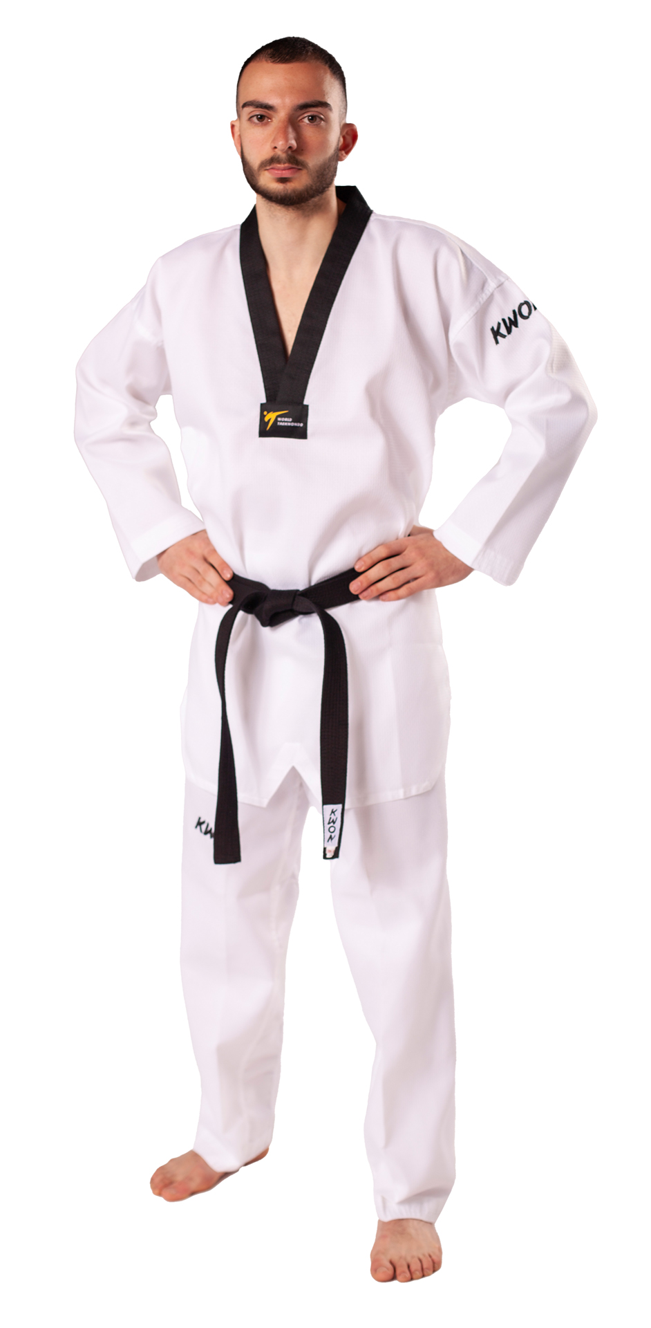 Taekwondo Uniform Starfighter black lapel - WT approved